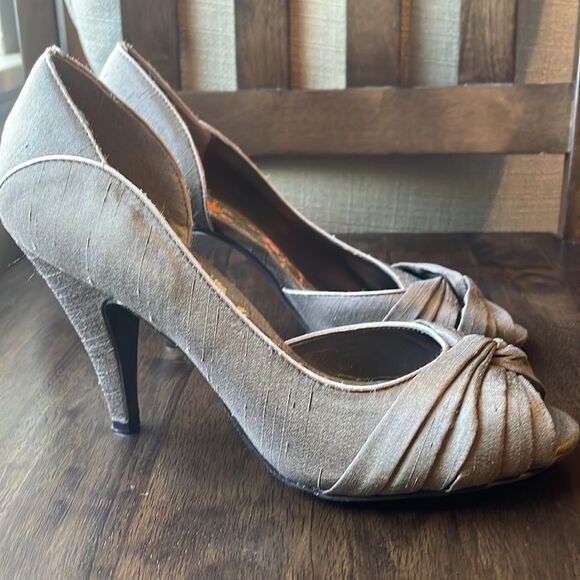 ROCKET DOG Open Toe Thai Silk Heels gray excellent condition size 8 - Picture 4 of 10